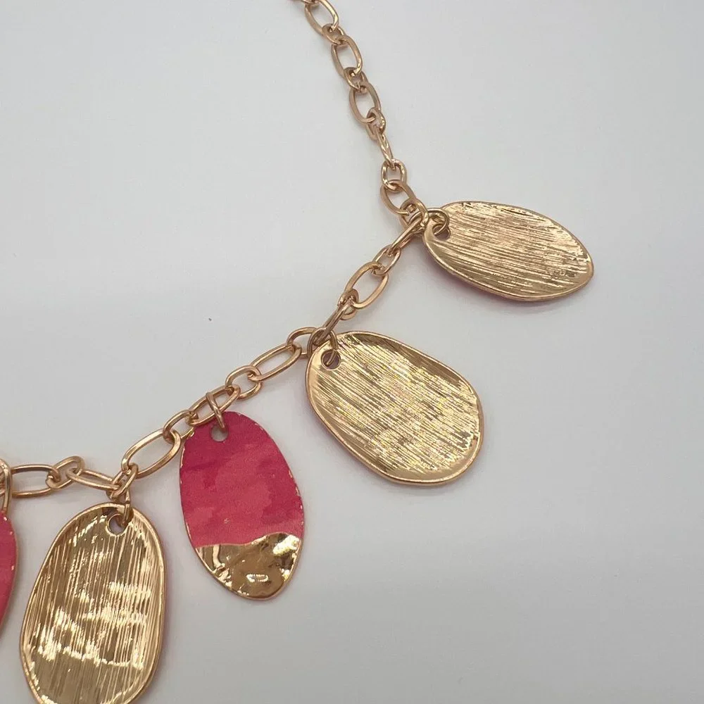 NWOT ๐ฅ 18" Pink & Gold Teardrop Necklace w/ 4" Extender Women's Time And Tru - Picture 4 of 6